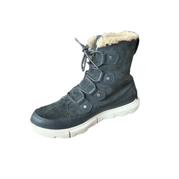 Sorel Winter Boots Womens Size 7.5 Explorer Joan Gray Suede Faux Fur Waterproof - Picture 9 of 11